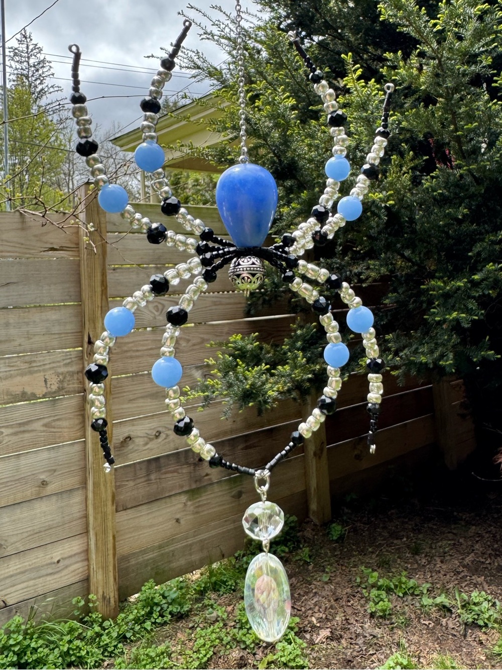 Angelite “Stone of Awareness” Beaded Spider Crystal Suncatcher